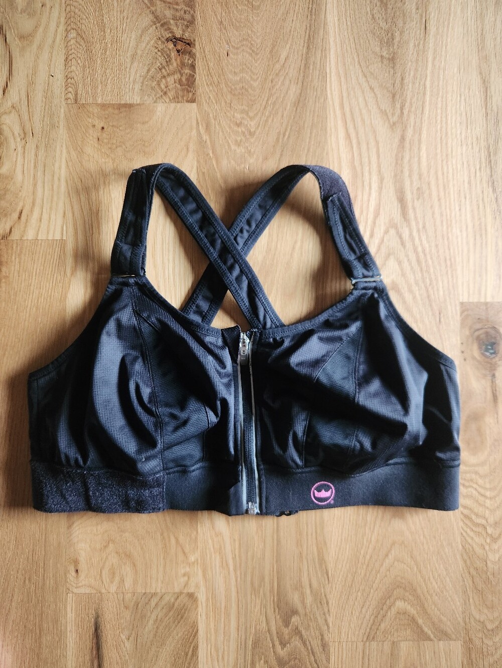 Shefit Black Front-Zip Support Sports Bra